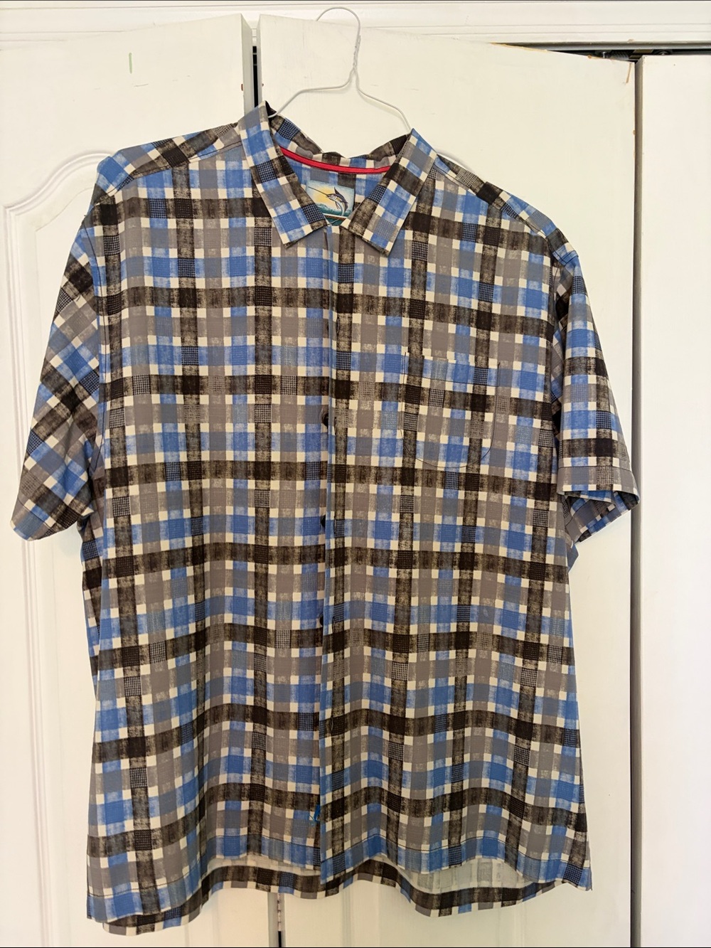 Tommy Bahama Blue Gray Plaid Short Sleeve Shirt